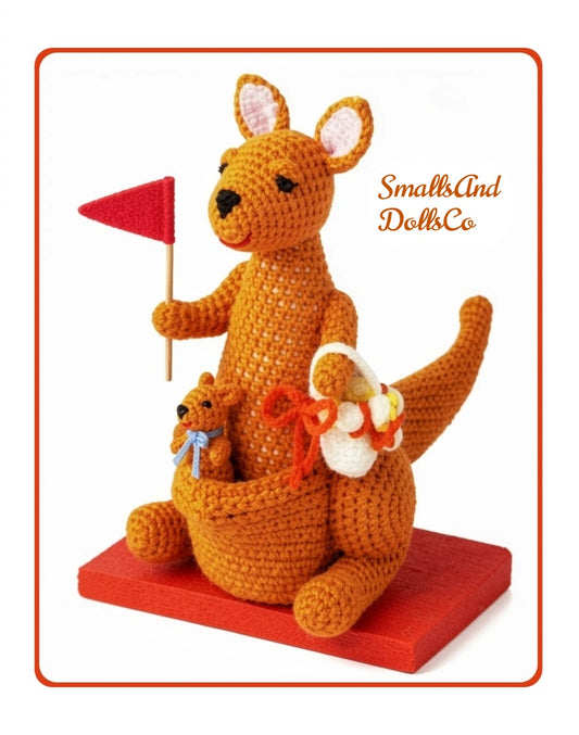 Vintage Crochet Pattern 12" Kangaroo Mama & Baby Joey Soft Toy Dolls PDF Instant Digital Download Cute Animal Amigurumi Plush 10 Ply