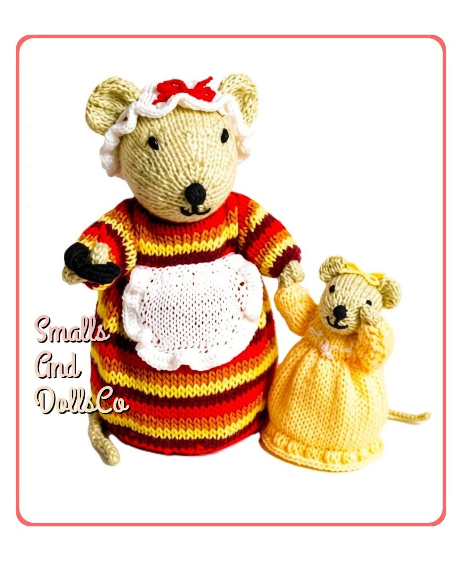 Vintage Knitting Pattern Bedtime Mice Dolls PDF Instant Digital Download Mother & Child Mouse Soft Toy Amigurumi Stuffed Animals DK
