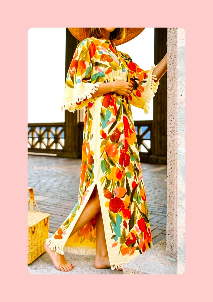Vintage Sewing Pattern Womens Boho Bath Towel Caftan Dress PDF Instant Digital Download Retro 70s Long Towel Tunic
