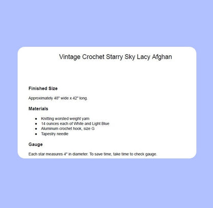 Vintage Crochet Pattern Starry Skies Childs Afghan Lacy Star Motif Blanket PDF Instant Digital Download Celestial Throw Lapghan 10 Ply