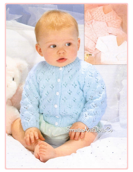 Vintage Knitting Pattern Baby Boy Girl Eyelet and Plain Cardigan Sweaters Jumpers PDF Instant Digital Download Newborn Toddler 0-2 yrs DK