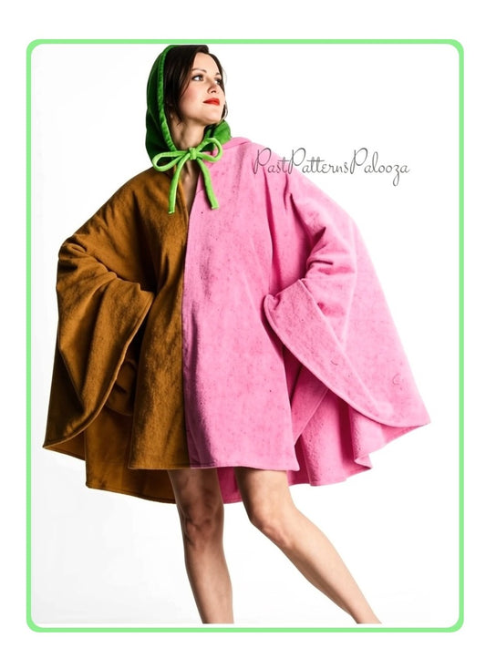 Vintage Sewing Pattern Womens Circular Hooded Cape Poncho Cotton Terry Velour PDF Instant Digital Download Retro Boho Summer Cloak