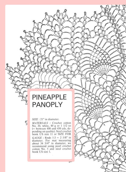 Vintage Thread Crochet Pattern 21" Peacock Feather Pineapple Doily Large Lacy Centerpiece PDF Instant Digital Download Fancy Table Mat