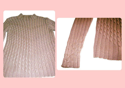 Vintage Knitting Pattern Womens Diagonal V Cables Sweater PDF Instant Digital Download Mock Turtleneck Pullover Jumper DK