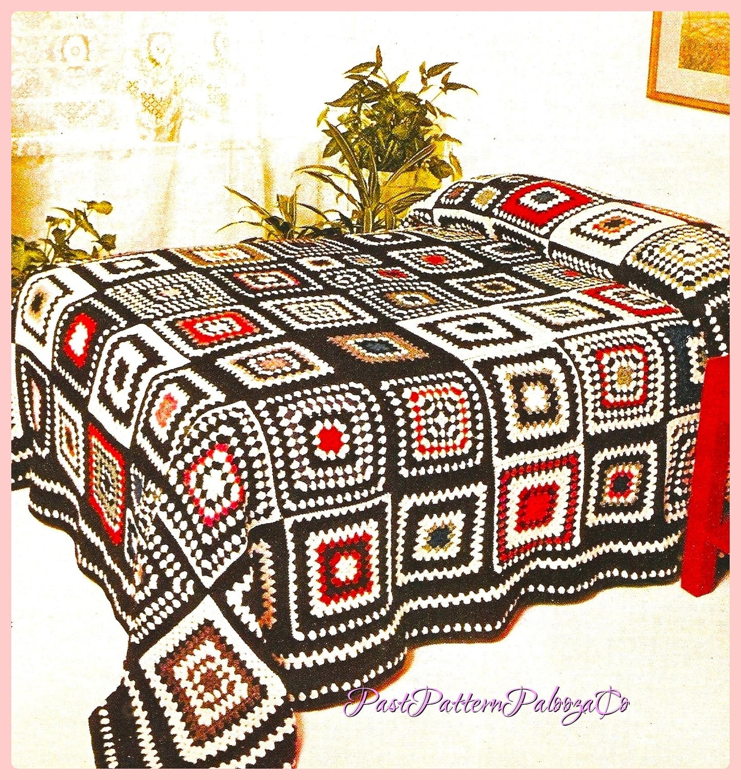 Vintage Crochet Pattern Retro Granny Square Afghan Dream of a Bedspread PDF Instant Digital Download Big and Little Grannies Groovy Blanket
