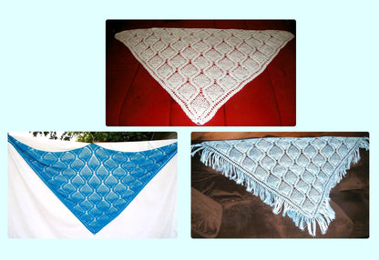 Vintage Crochet Pattern Womens Pineapple Lace Shawl PDF Instant Digital Download Boho Tasseled Wrap 4 Ply
