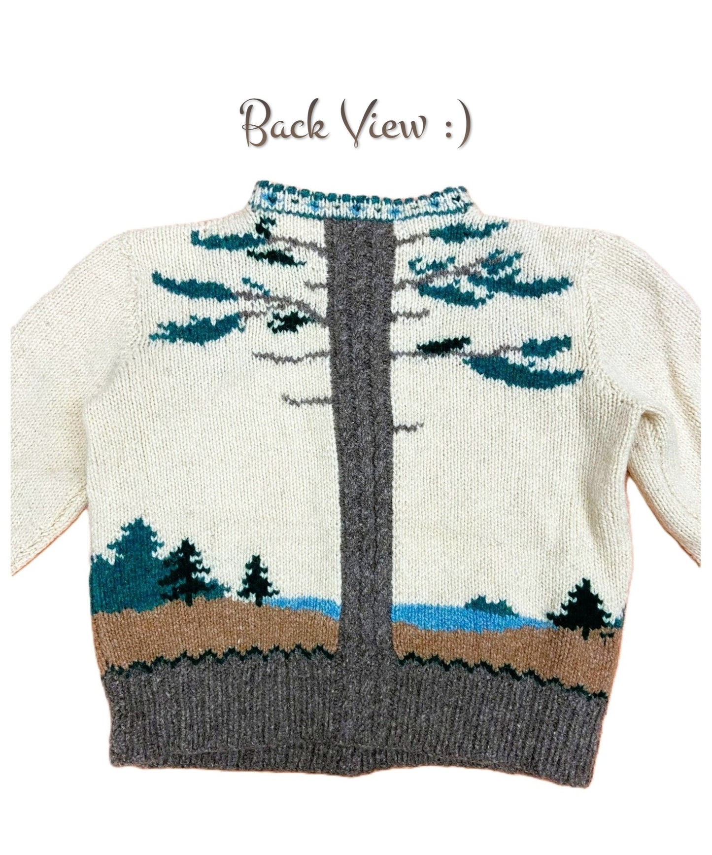 Vintage Knitting Pattern Womens Spruce Tree Island Picture Cardigan Sweater PDF Instant Digital Download Pretty Northern Woodsy Jumper