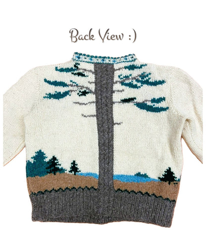 Vintage Knitting Pattern Womens Spruce Tree Island Picture Cardigan Sweater PDF Instant Digital Download Pretty Northern Woodsy Jumper