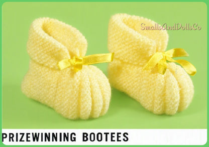 Vintage Knitting Pattern Prizewinning Baby Booties Bootees PDF Instant Download Cuffed Ribbon Heirloom Baby Shoes