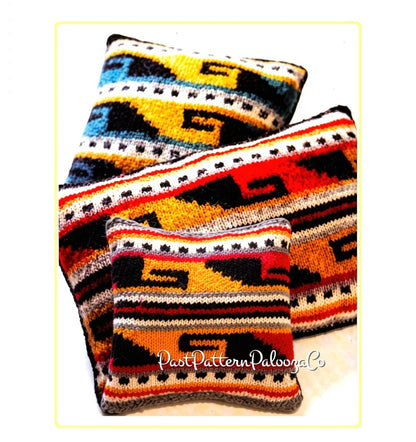 Vintage Knitting Pattern Navajo Indian Pillows Throw Accent Cushions PDF Instant Digital Download Native American Fair Isle Design