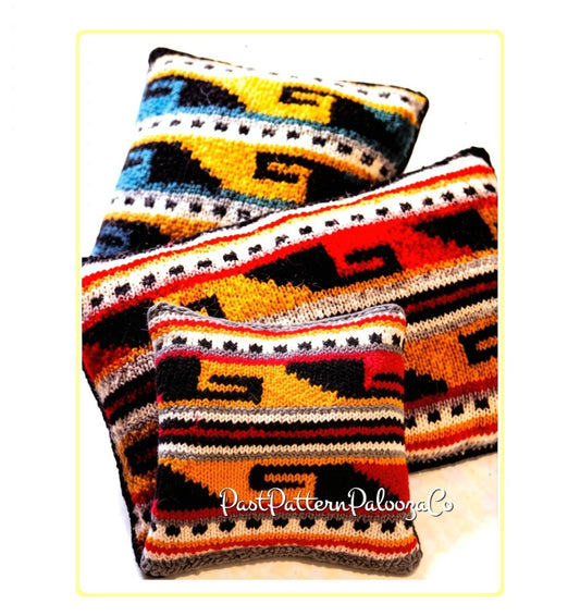 Vintage Knitting Pattern Navajo Indian Pillows Throw Accent Cushions PDF Instant Digital Download Native American Fair Isle Design