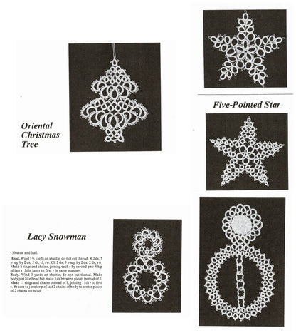 Vintage Christmas Tatting Patterns Snowflakes Angels Trees Ball Ornaments PDF Instant Digital Download Crochet Cotton Lace 20 + Projects