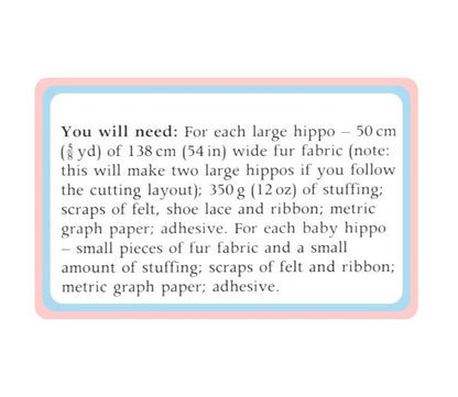 Vintage Sewing Pattern Cuddly Hippo Family Soft Toy Dolls Plush Faux Fur Fabric PDF Instant Digital Download Stuffed Hippopotamus Animals
