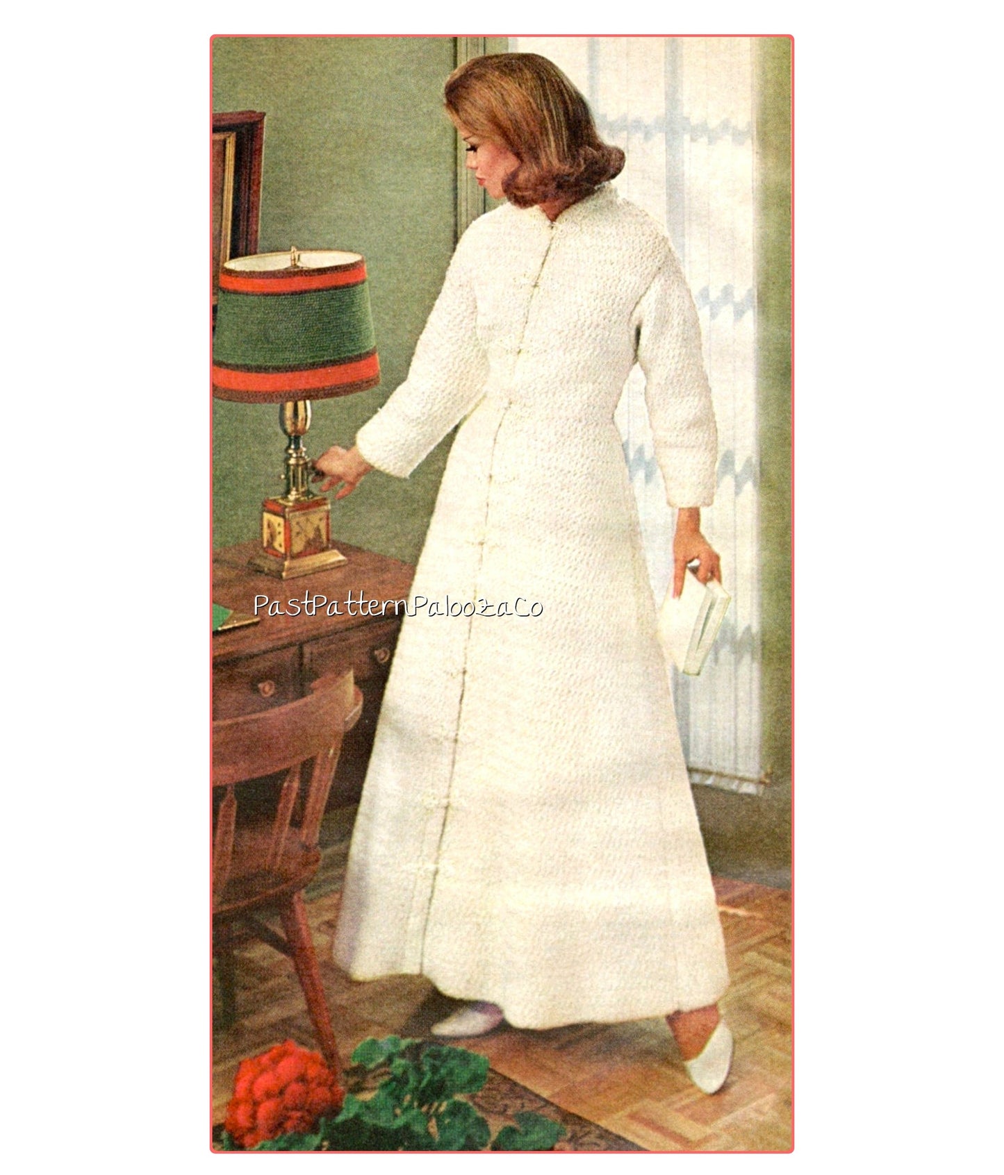 Vintage Crochet Pattern Princess Maxi Evening Coat or Dressy Dressing Robe Long A Line PDF Instant Digital Download Wedding House Gown