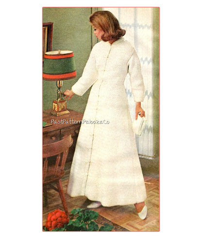 Vintage Crochet Pattern Princess Maxi Evening Coat or Dressy Dressing Robe Long A Line PDF Instant Digital Download Wedding House Gown
