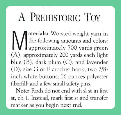 Vintage Crochet Pattern Stegosaurus Dinosaur Soft Toy Doll PDF Instant Digital Download Plush Stuffed  Dino Amigurumi Spots Stripes