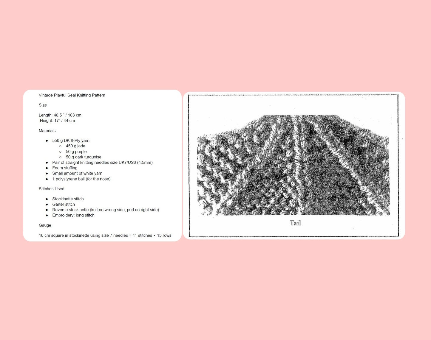 Vintage Knitting Pattern 40" Large Seal Soft Toy Doll PDF Instant Digital Download Playful Stuffed Arctic Animal with Ball DK