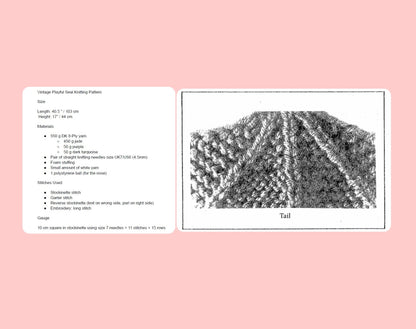 Vintage Knitting Pattern 40" Large Seal Soft Toy Doll PDF Instant Digital Download Playful Stuffed Arctic Animal with Ball DK