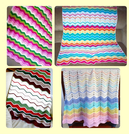 Vintage Crochet Pattern Pastel Rainbow Ripples Baby Afghan Blanket PDF Instant Digital Download Lapghan Crib Coverlet 4 Ply