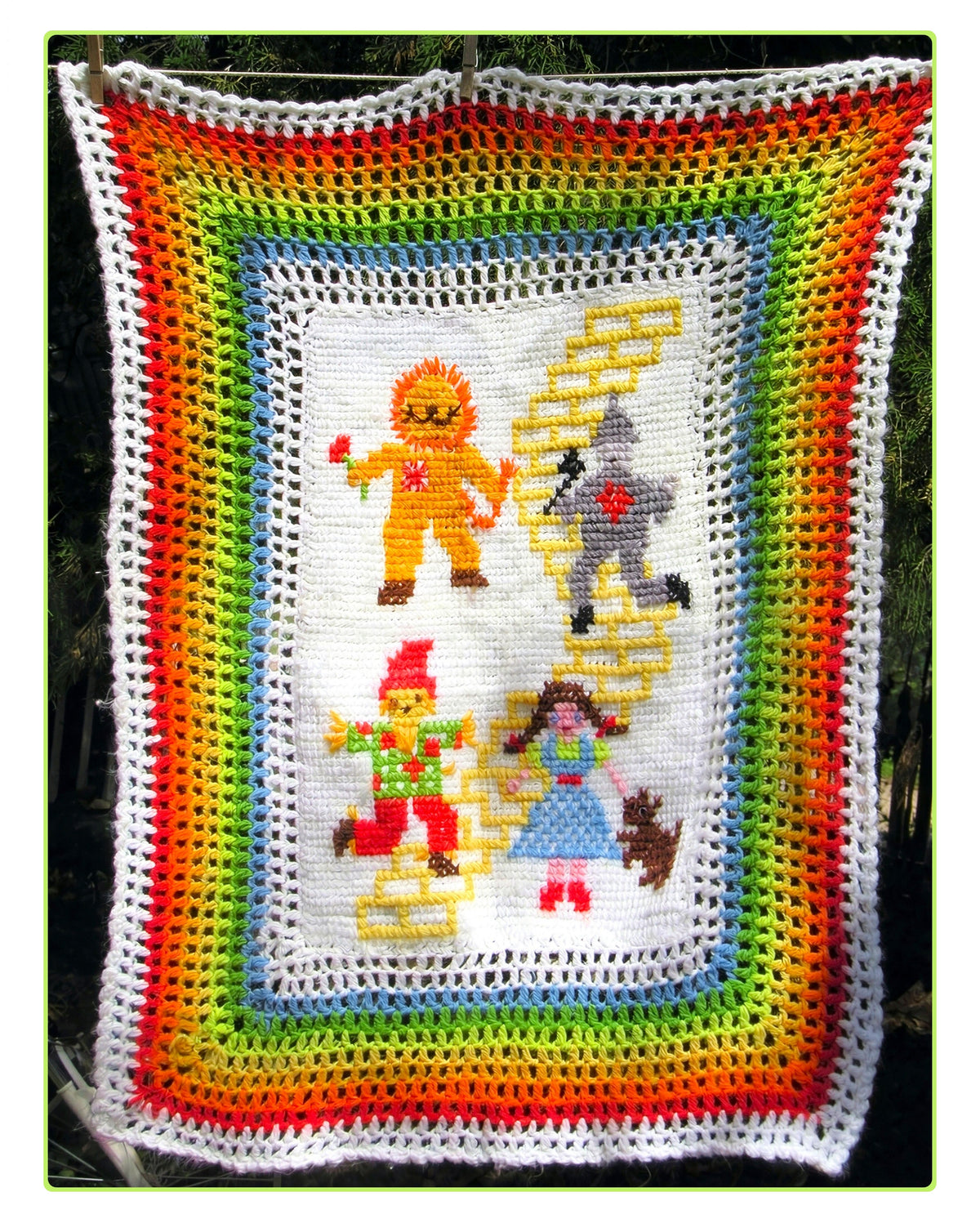 Vintage Crochet Pattern Yellow Brick Road The Wizard of Oz Blanket Afghan PDF Instant Digital Download Child Kids Coverlet Bed Throw 4 Ply