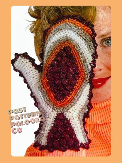 Vintage Crochet Pattern Womens Mittens Hazelnut Picot Stitch Mitts PDF Instant Digital Download Retro 70s