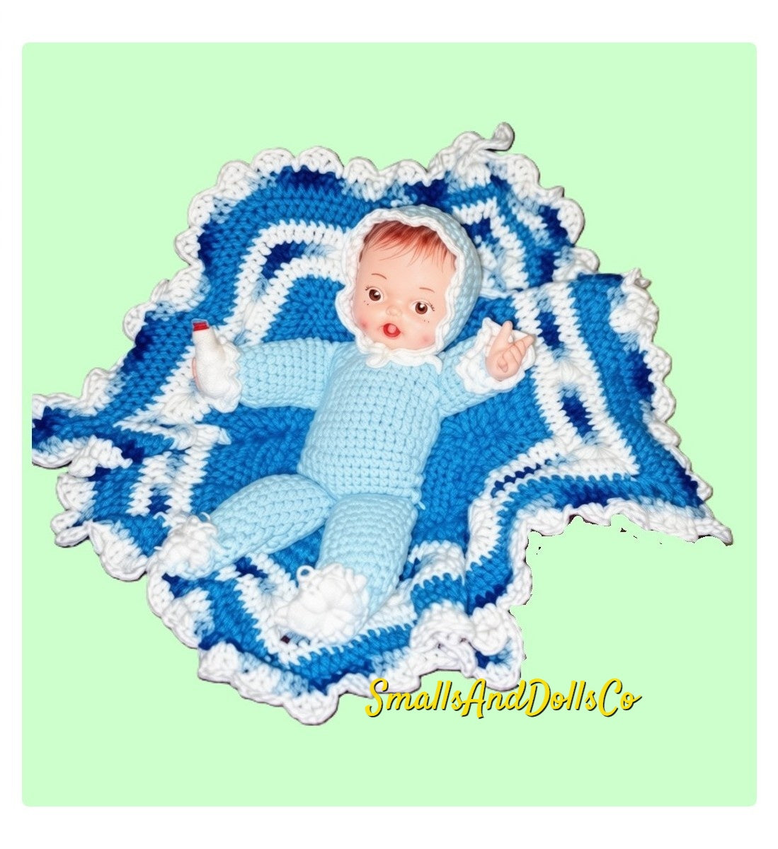 Vintage Crochet Pattern Classic Baby Doll In A Blanket PDF Instant Digital Download Crocheted Dolly Inside a Blanket 10 Ply Retro 1950s