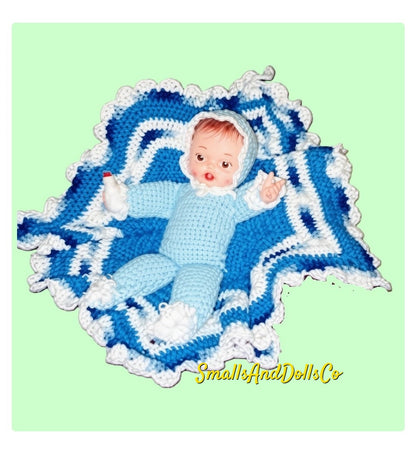 Vintage Crochet Pattern Classic Baby Doll In A Blanket PDF Instant Digital Download Crocheted Dolly Inside a Blanket 10 Ply Retro 1950s
