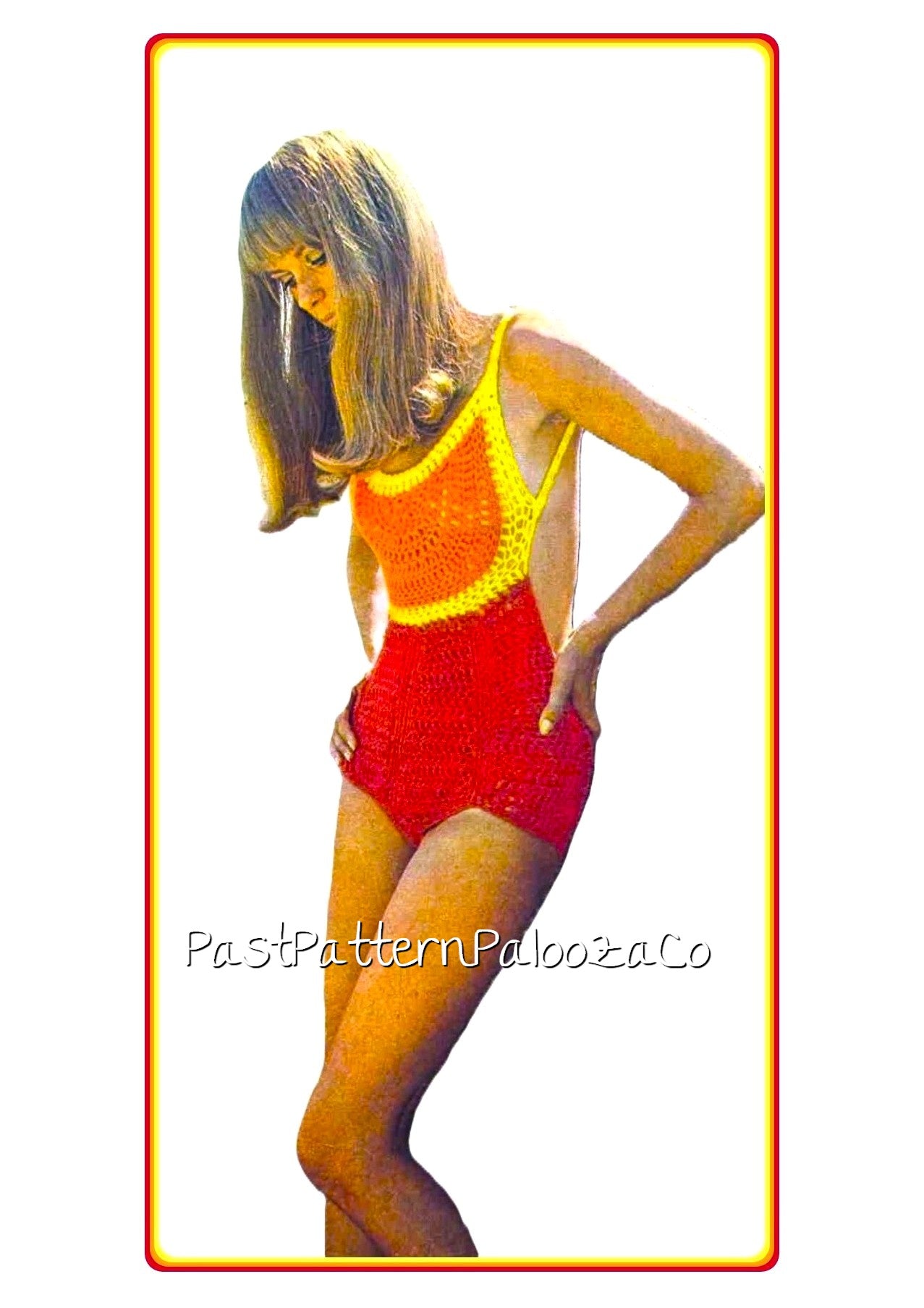 Vintage Crochet Pattern Womens Lacy One Piece Bathing Suit Open Back Swimsuit PDF Instant Digital Download 70s Boho Beachwear DK