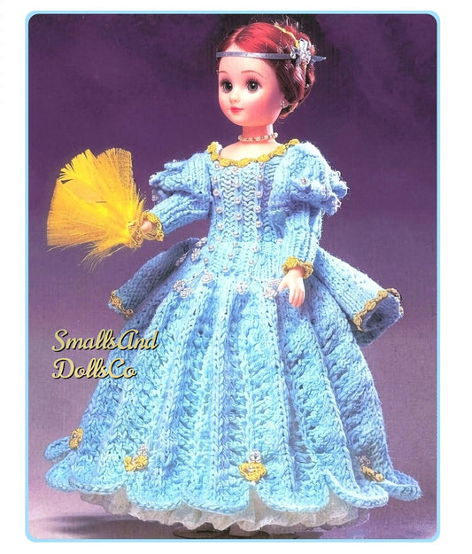 Vintage Knitting Pattern 15" Renaissance Medieval Doll Fancy Gown Dress Outfit PDF Instant Digital Download Period Dress Costume DK
