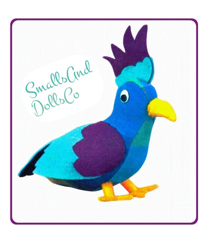 Vintage Sewing Pattern 9" Cockatoo Bird Felt Fabric Soft Sculpture Toy Doll PDF Instant Digital Download Sewn Plush Parrot Stuffed Animal