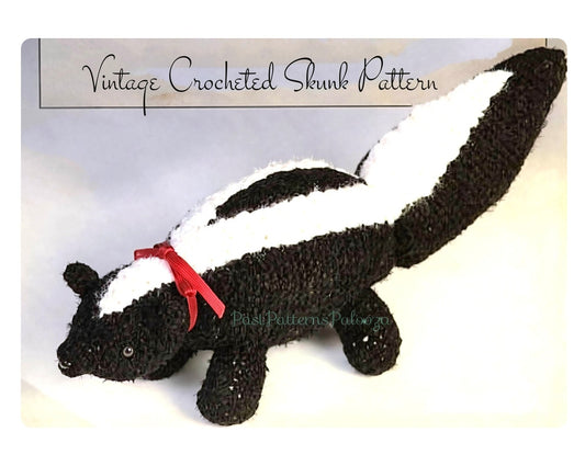 Vintage Crochet Pattern 15" Skunk PDF Instant Digital Download Crocheted Pet Skunk Amigurumi Plush Stuffed Soft Toy Realistic Animal 3 Ply