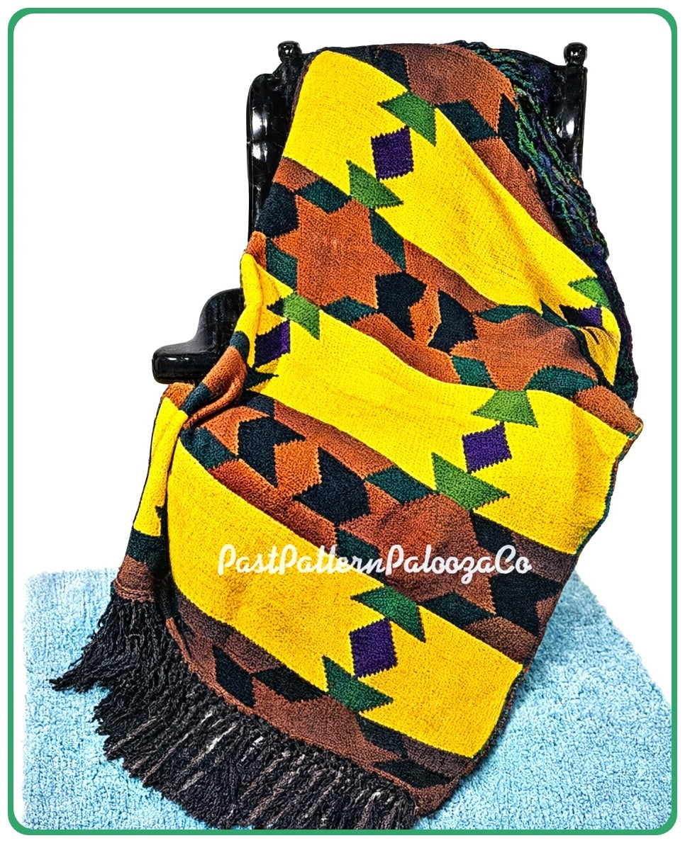 Vintage Crochet Pattern Indian Sands Stars Navajo Afghan Blanket PDF Instant Digital Download Southwestern Aztec Indigenous Design