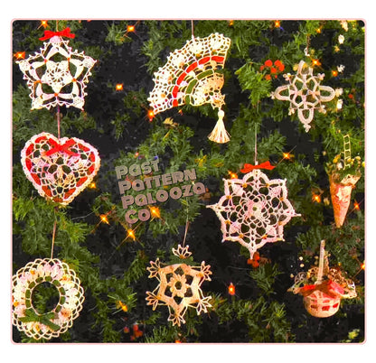 Vintage Crochet Patterns 6" Victorian Lace Christmas Ornaments White Cotton Thread & Metallic Gold PDF Instant Digital Download Tree Trim