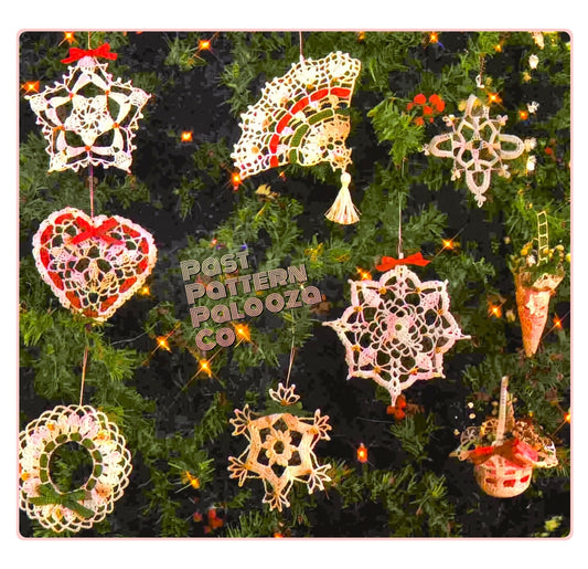 Vintage Crochet Patterns 6" Victorian Lace Christmas Ornaments White Cotton Thread & Metallic Gold PDF Instant Digital Download Tree Trim