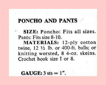 Vintage Crochet Pattern Womens Lacy Poncho and Pants Outfit Set PDF Instant Digital Download 1970s Bohemian Boho Hippie Chic 12 Ply