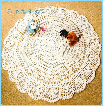 Vintage Crochet Lacy Pineapple Trimmed Circular Baby Blanket Pattern PDF Instant Digital Download Circle Keepsake Afghan Shawl 10 Ply