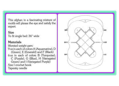 Vintage Crochet Pattern Fascinating Afghan Jewel Tones Granny Squares Bedspread PDF Instant Digital Download Boho Hippie Groovy Grannies