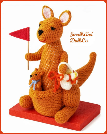 Vintage Crochet Pattern 12" Kangaroo Mama & Baby Joey Soft Toy Dolls PDF Instant Digital Download Cute Animal Amigurumi Plush 10 Ply