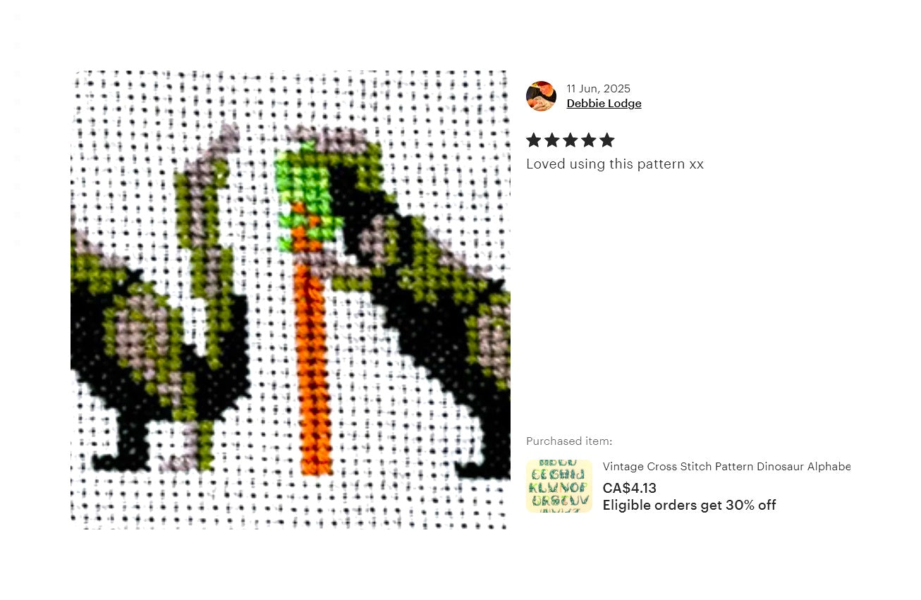 Vintage Cross Stitch Pattern Dinosaur Alphabet Font ABCs PDF Instant Digital Download Fun Prehistoric Letters Embroidery