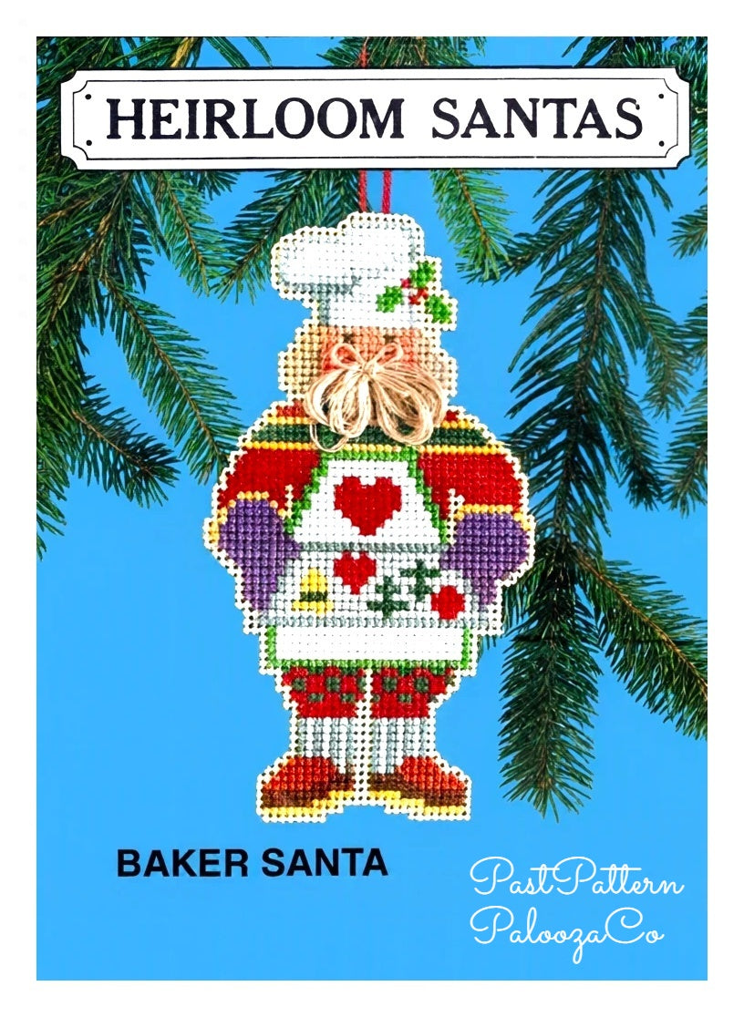 Vintage Cross Stitch Pattern 5" Baker Santa Claus Ornament PDF Instant Digital Download Christmas Tree Trim Perforated Paper