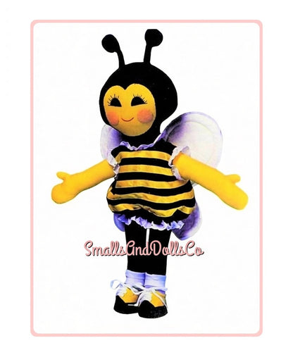 Vintage Sewing Pattern 20" Cute Honey Bee Bumblebee Fabric Soft Sculpture Doll PDF Instant Digital Download Kitsch Kawaii Stuffed Bee Toy
