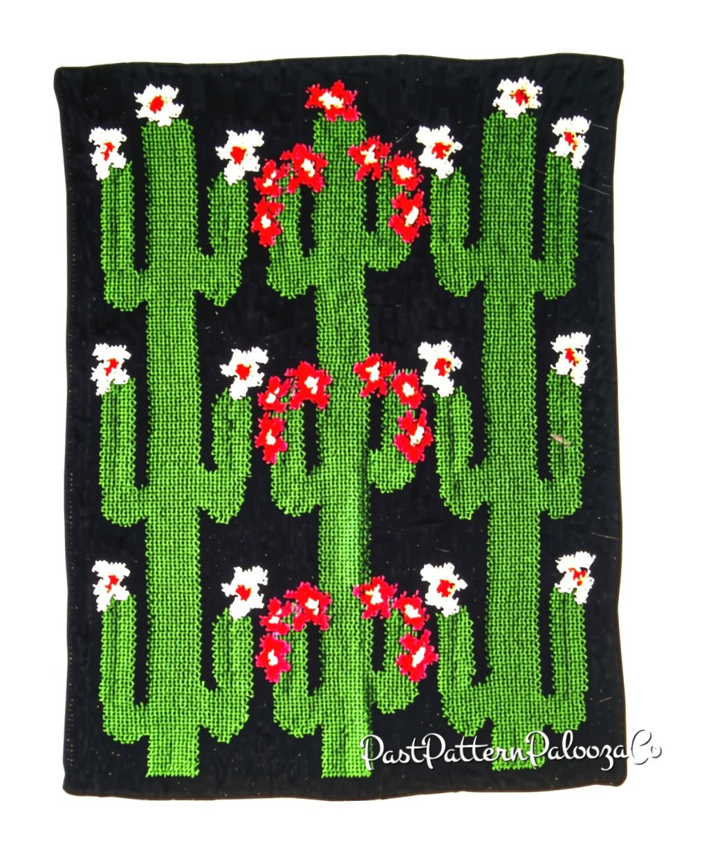 Vintage Crochet Pattern Blooming Cactus Flowers Afghan PDF Instant Digital Download Floral Night Blooms Desert Plant Blanket Throw 12 Ply