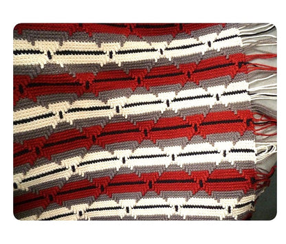 Vintage Crochet Afghan Navajo Indian Diamonds & Stripes Blanket Pattern PDF Instant Digital Download Retro 70s Diamonds Fringe Design