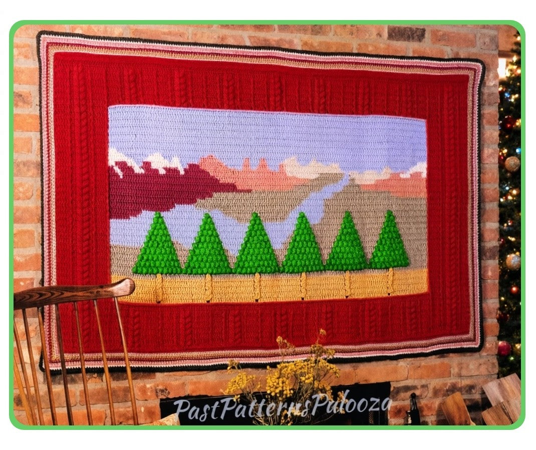 Vintage Crochet Pattern Christmas Tree Farm Afghan or Wall Hanging PDF Instant Digital Download Holiday Landscape Throw