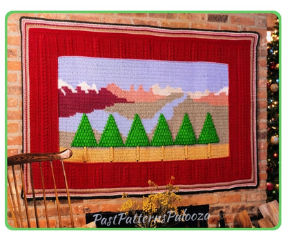 Vintage Crochet Pattern Christmas Tree Farm Afghan or Wall Hanging PDF Instant Digital Download Holiday Landscape Throw