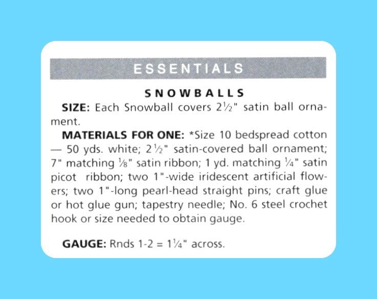 Vintage Crochet Pattern Lacy Snowflakes & Snowball Christmas Ornaments PDF Instant Digital Download