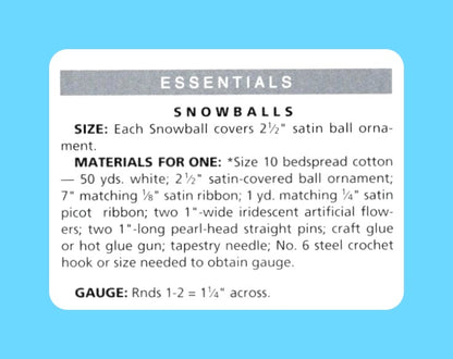 Vintage Crochet Pattern Lacy Snowflakes & Snowball Christmas Ornaments PDF Instant Digital Download