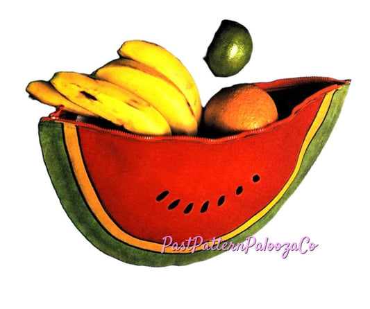 Vintage Sewing Pattern 16" Suede Watermelon Clutch Purse OR Throw Pillow PDF Instant Digital Download Retro Zippered Novelty Makeup Bag