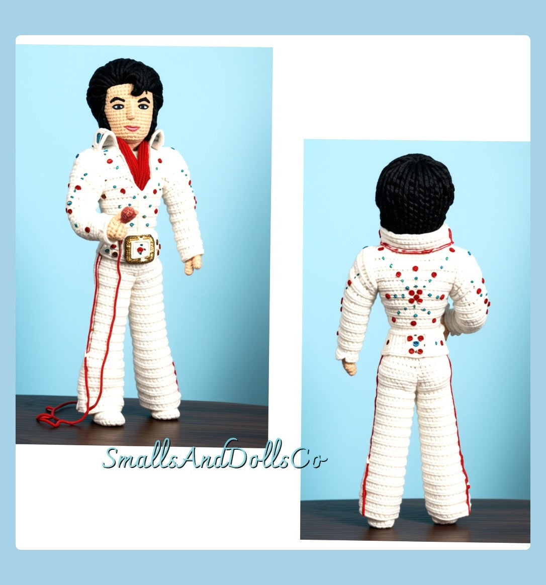 Vintage Crochet Pattern 21" Elvis Doll Soft Toy Vegas Era PDF Instant Digital Download Amigurumi Elvis Presley Plush