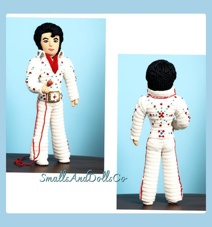 Vintage Crochet Pattern 21" Elvis Doll Soft Toy Vegas Era PDF Instant Digital Download Amigurumi Elvis Presley Plush